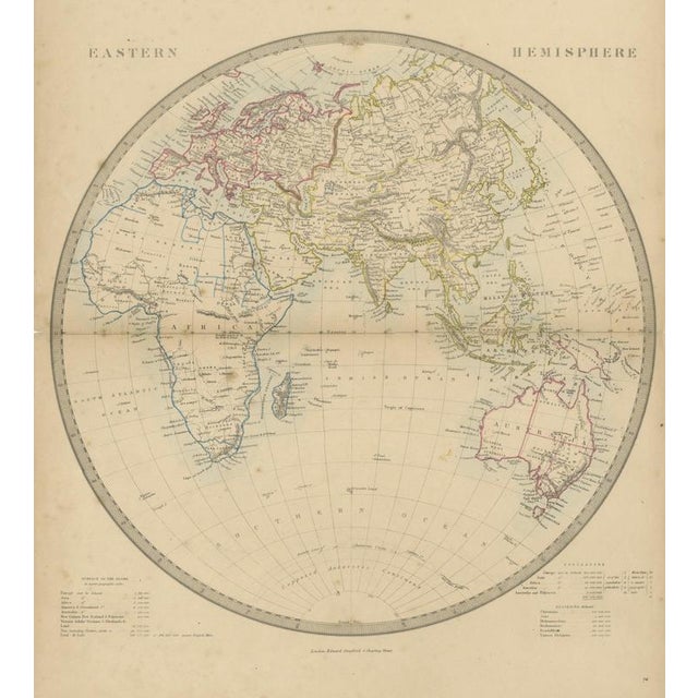 Antique Map of the Eastern Hemisphere with Population and Religions Tables, 1858 For Sale - Image 9 of 9