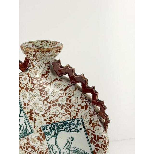 Aesthetic Movement Japonisme Moon Flask from Franz Anton Mehlem, Germany, 1865 For Sale - Image 4 of 10