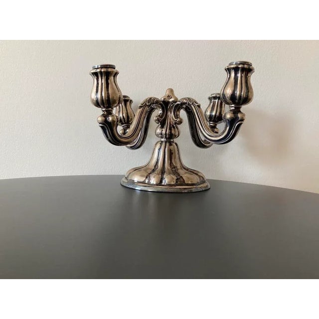 Victorian 19th Century German Silver Rococo 4-Arm Candelabra For Sale - Image 3 of 12