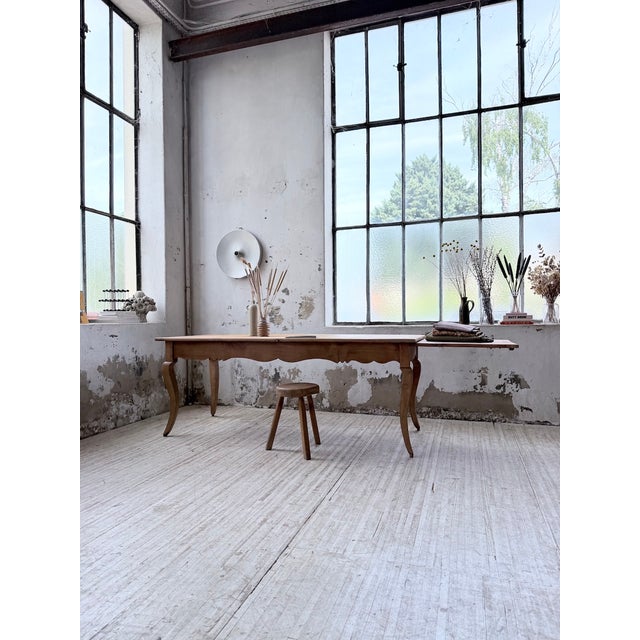 Cherrywood Farmhouse Table with Curved Legs, 19th Century For Sale - Image 3 of 18
