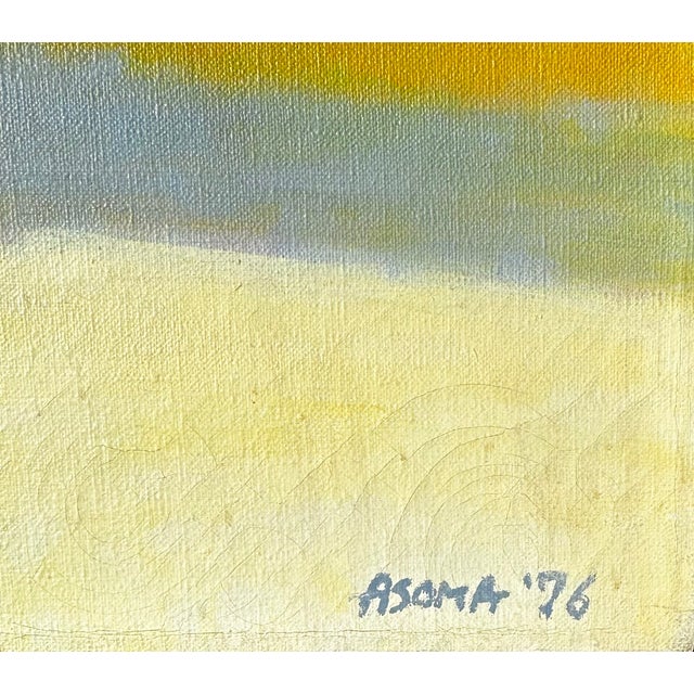 Textile 1970s Tadashi Asoma - White Hill in Autumn Oil Painting, Framed For Sale - Image 7 of 9