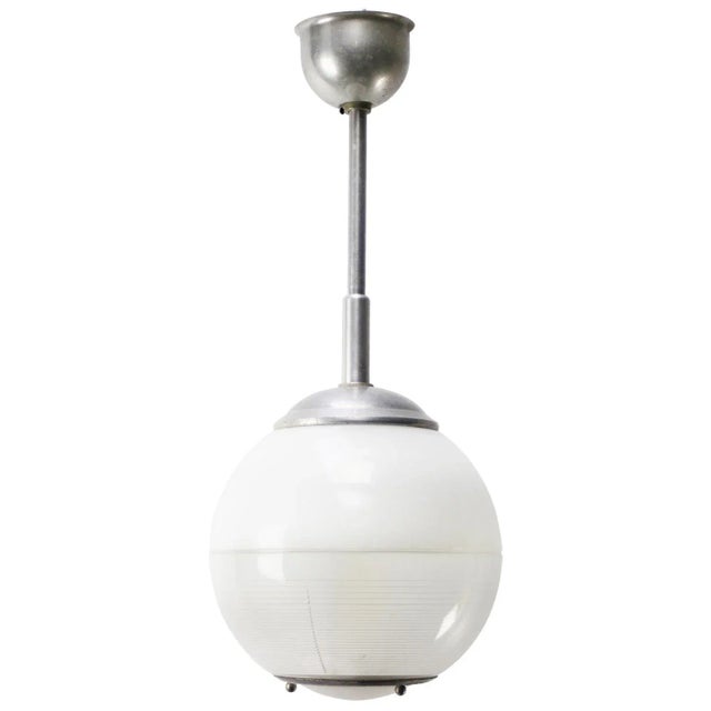 Vintage French Glass Pendant by Holophane, 1950s For Sale - Image 9 of 9