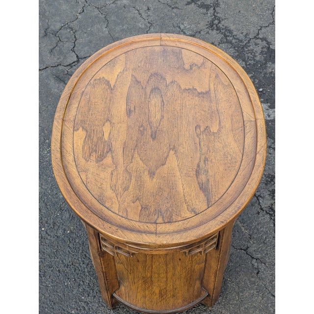 Brown Brandt 1970s Asian Inspired Vintage Oval Two-Tier End Table For Sale - Image 8 of 8
