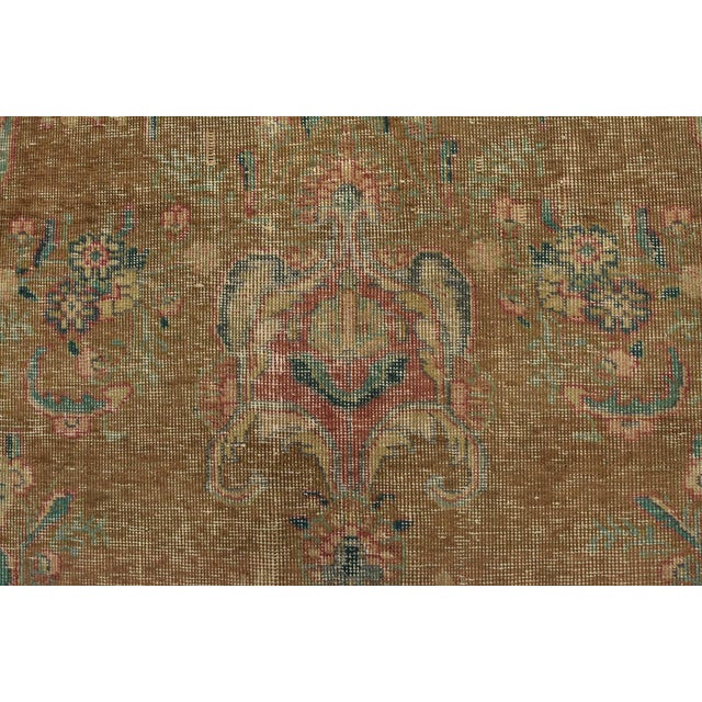 Tabriz Rug 7’7” X 10’7” Brown Wool Vintage Distressed Hand-Knotted Carpet For Sale - Image 9 of 15