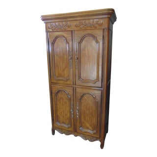 Drexel Country French Fruitwood Parquetry Armoire For Sale