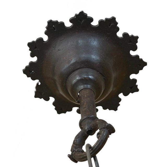 1920s 1920s Spanish Revival Wrought Iron Lantern Chandelier For Sale - Image 5 of 12