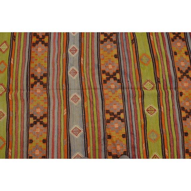 Apricot Vintage Turkish Wool Kilim Rug For Sale - Image 8 of 10