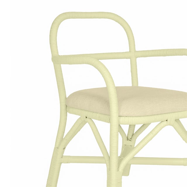 Ginny Rattan Indoor/Outdoor Dining Chair, Cream For Sale - Image 4 of 7