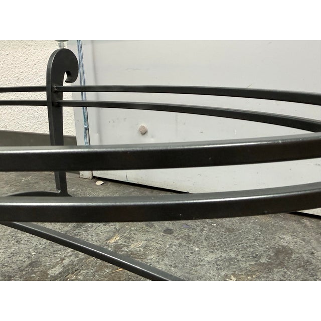 French Art Deco Style Wrought Iron Oval Glass Coffee Table For Sale - Image 10 of 12