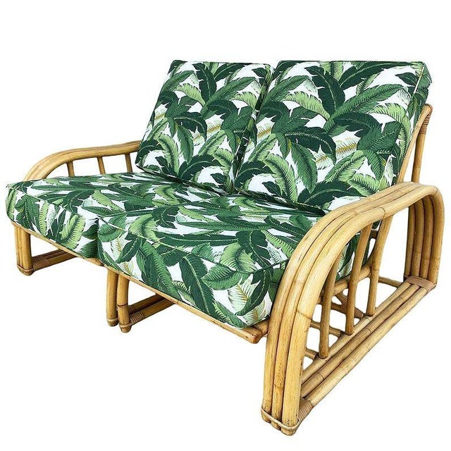 Mid-Century Modern Restored Rattan 3-Strand Sectional Settee Sofa by Paul Laszlo for Ficks Reed For Sale - Image 3 of 12