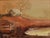 Charming autumnal country cabin at sunrise landscape by Loretta Haynes (American, 1930 - 2017), c.1980s. A small, rustic...