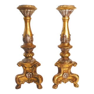 1990s Large Gold Candlesticks - a Pair For Sale