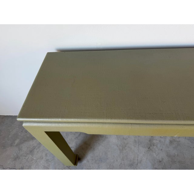 Vintage 1970s Organic Modern Harrison Van Horn Style Lacquered Grasscloth Console Table For Sale - Image 4 of 12
