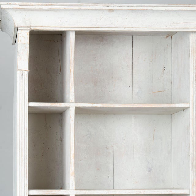 Farmhouse 19th Century Large Gray Painted Pine Bookcase Display Cabinet From Denmark For Sale - Image 3 of 10