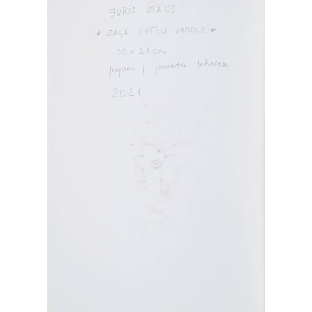 Juris Utans, Green Claw Beetle, 2021, Mixed Media on Paper, in Very Good conditions. Designed from 2000 I have official...