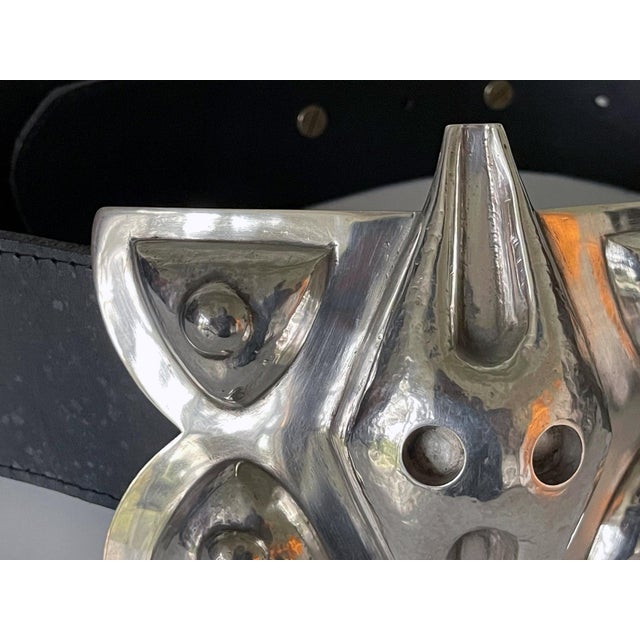 Gracie Leather Belt with Large Sterling Buckles Graziella Laffi For Sale - Image 4 of 10