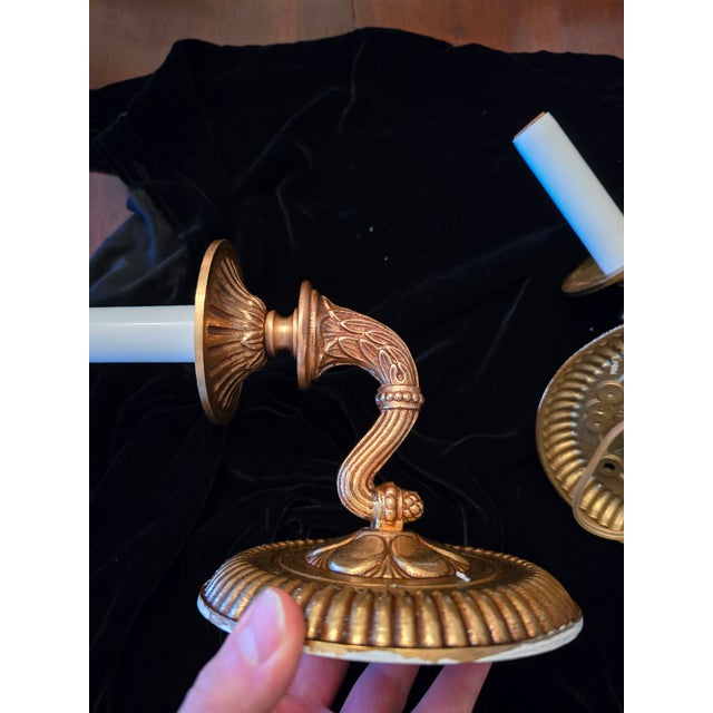 Vintage Mid Century Modern Caldwell Style Pr Sconces For Sale - Image 4 of 11