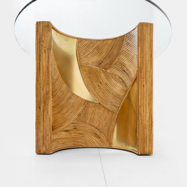 Metal Mid-Century Modern Italian Rattan and Brass Dining Table by Vivai Del Sud, 1970s For Sale - Image 7 of 9