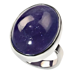 Tanzanite Oval Cabochon in Sterling Silver Ring Size 7.5