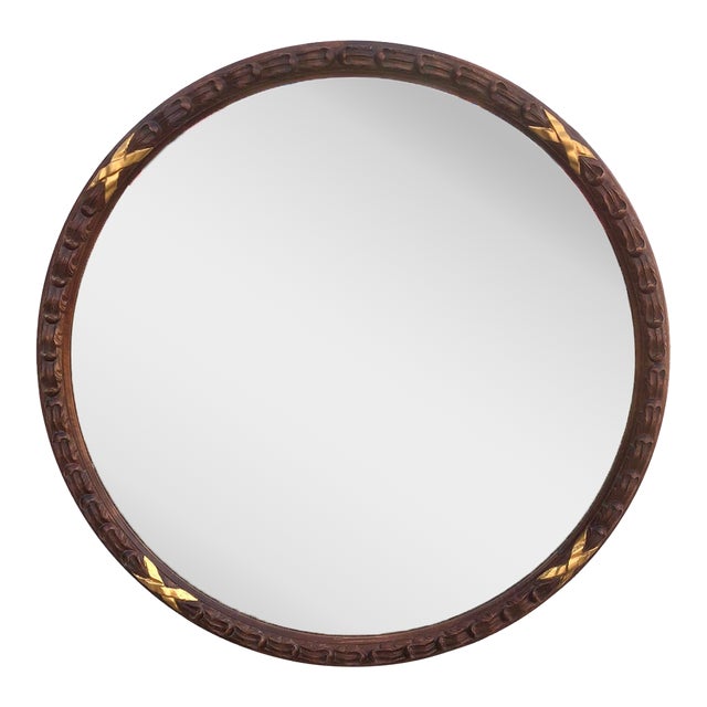 Large Round Harrison & Gil Dauphine Beveled Mirror For Sale