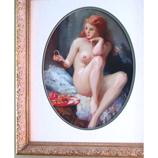 Mid 20th Century Mid 20th Century Joseph Tomanek, (Czechoslovakian/American 1889-1974) Oil on Artist Board "Nude With Red Hair" - Signed For Sale - Image 5 of 13