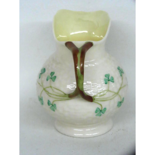 Belleek Pottery Ltd. Late 20th Century Belleek Ireland Shamrock Traditional Porcelain Creamer Small Pitcher 4671b For Sale - Image 4 of 14
