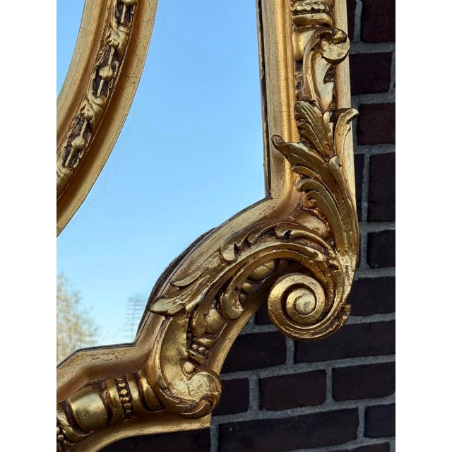 Gold 1970 French Louis XVI Gold Beech Wall Mirror 1pc For Sale - Image 8 of 13
