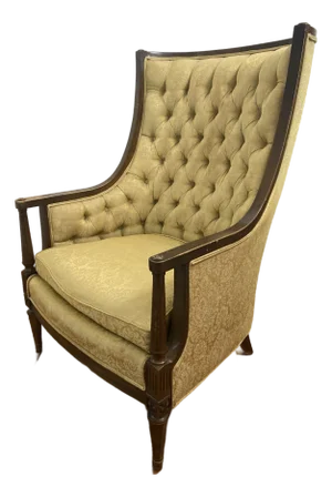 1960s Regency or Louis XVI Style Traditional Tufted Armchair, High Back