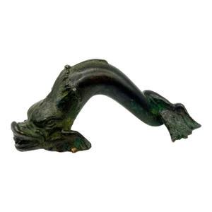 Antique Grand Tour (Or Earlier) Chiseled Bronze Venetian Dolphin Sculpture