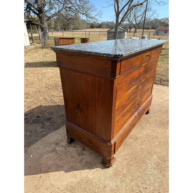 19th Century Louis Philippe Walnut Marble Top Chest of Drawer / Commodes For Sale - Image 9 of 12