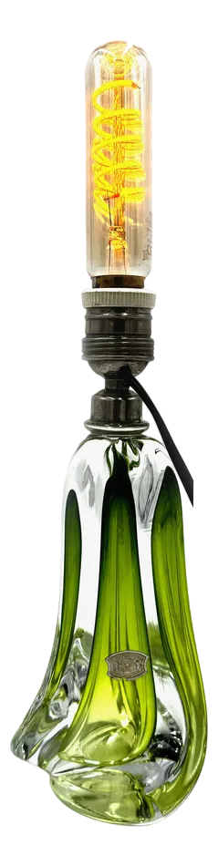 Table Lamp in Green Crystal from Val Saint Lambert