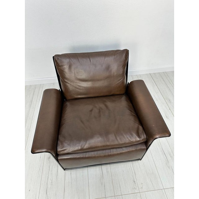 1960s Vintage Black Leather Model 620 Lounge Chair by Dieter Rams for Vitsoe, 1970s For Sale - Image 5 of 8