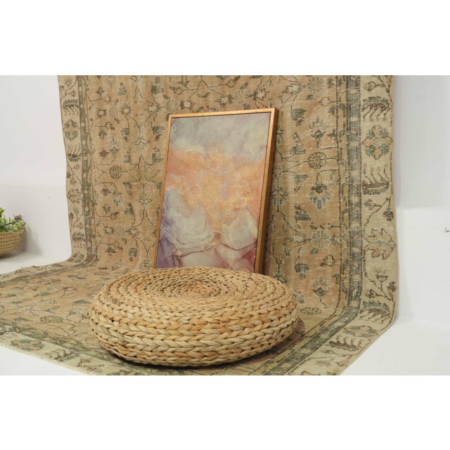 1970s Vintage Turkish Handmade Wool Cotton Beige Area Rug For Sale - Image 9 of 11