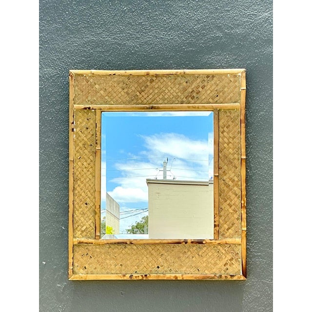 Vintage Woven Bamboo Wall Mirror For Sale In West Palm - Image 6 of 14