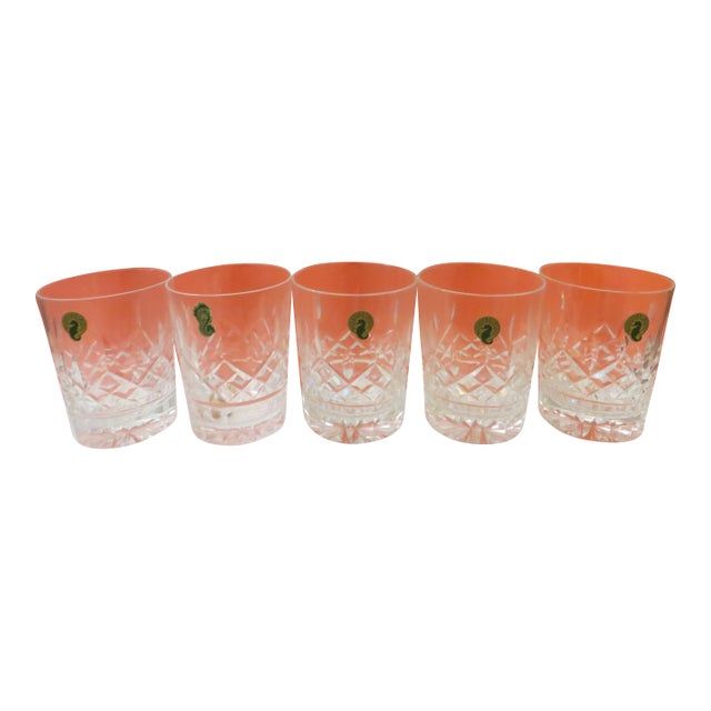 Five Unused Waterford Crystal Double Old Fashioned Crystal Glasses