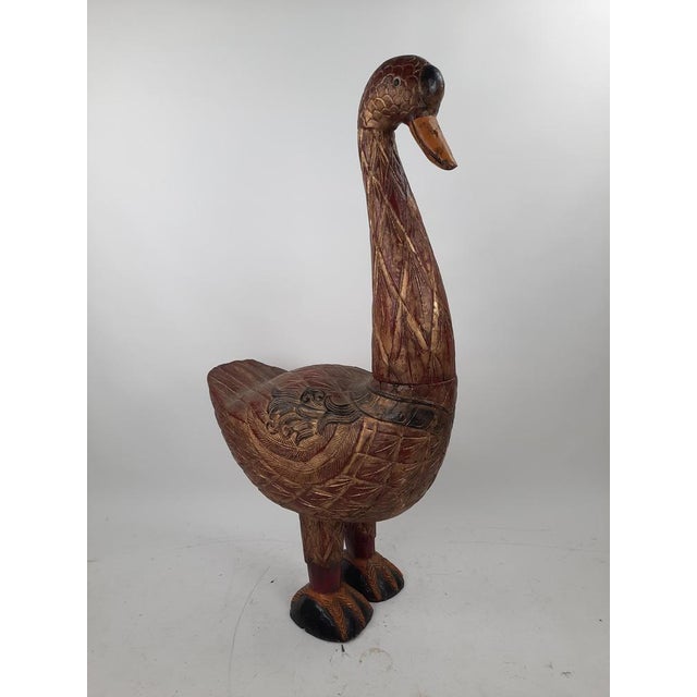 Large Wood Carved Bird with Colour Details, 1920s For Sale - Image 3 of 10