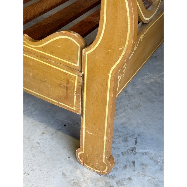 Vintage Hand-Painted Country Provincial Wooden Bed Frame For Sale - Image 9 of 13