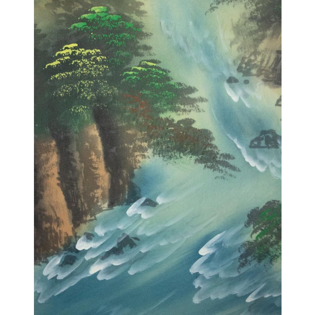 Textile "Summer Landscape With River", Late Meiji to Taisho Era Silk Scroll Painting For Sale - Image 7 of 18