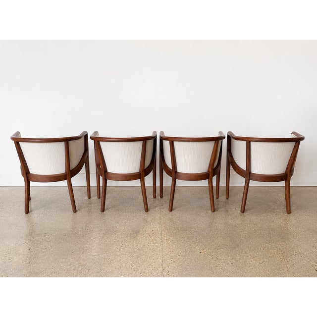 Ethan Allen Handsome Set of 4 Ethan Allen Jacob Barrel Chairs in Dove Gray For Sale - Image 4 of 9