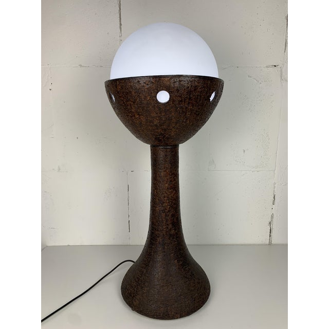 Brutalist ceramic low floor lamp attributed to the Netherlands 1960s. This floor lamp is in great vintage condition, the...