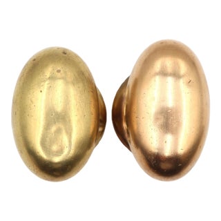 Vintage Oval Brass & Copper Passage Door Knob Set For Sale