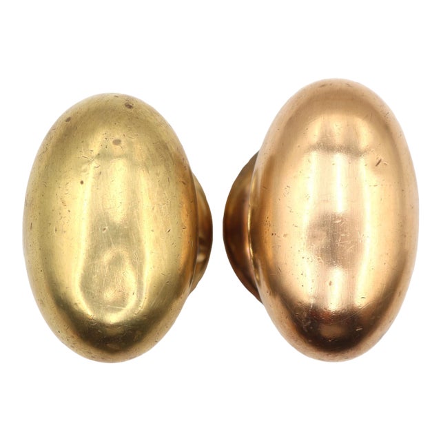 Vintage Oval Brass & Copper Passage Door Knob Set For Sale