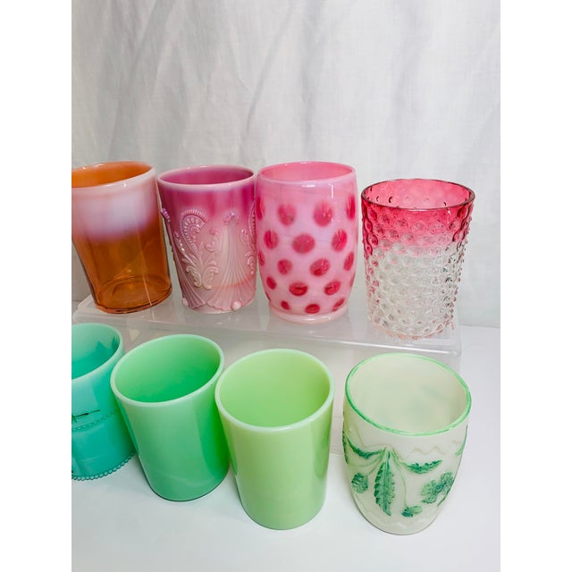 Rare Antique Circa 1930s Art Glass Tumblers Set of 8 For Sale - Image 9 of 11
