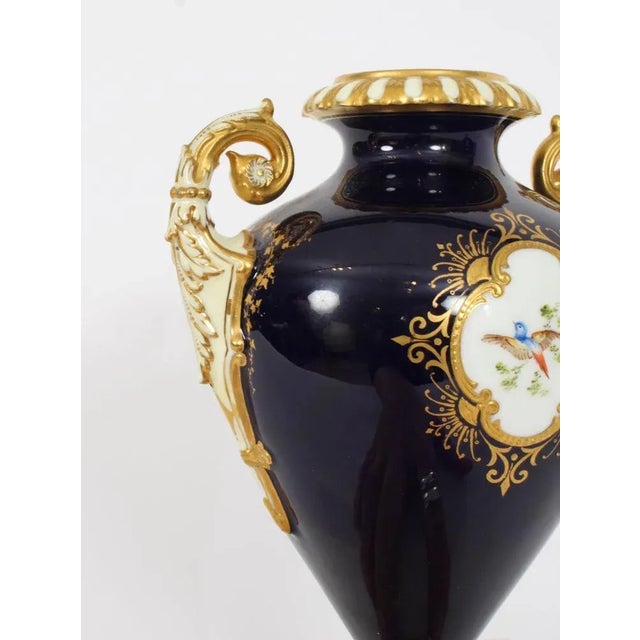 Ceramic Antique Coalport Vases in Cobalt Blue by A. Perry, 1890s, Set of 2 For Sale - Image 7 of 18