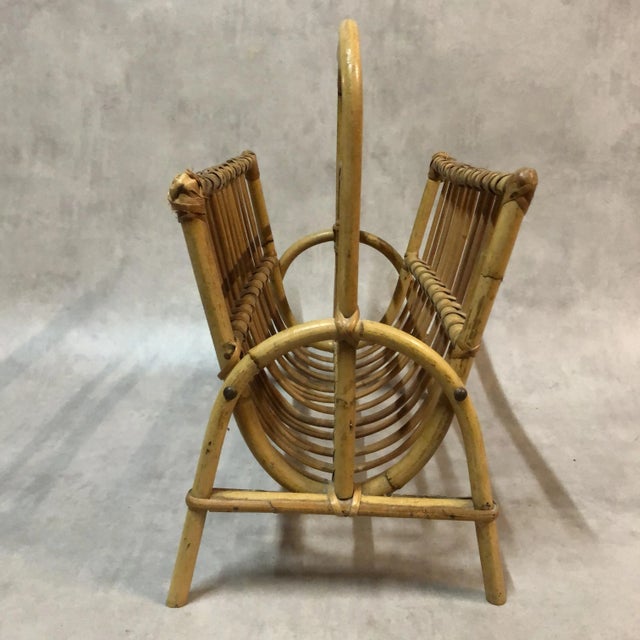 Mid-Century Modern Mid-Century French Rattan Magazine Rack, 1960s For Sale - Image 3 of 9