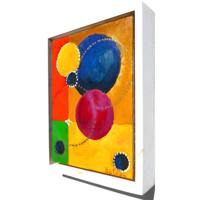 Original highly sought after contemporary oil painting of colors floating and intersecting.. Colors are very harmonious....