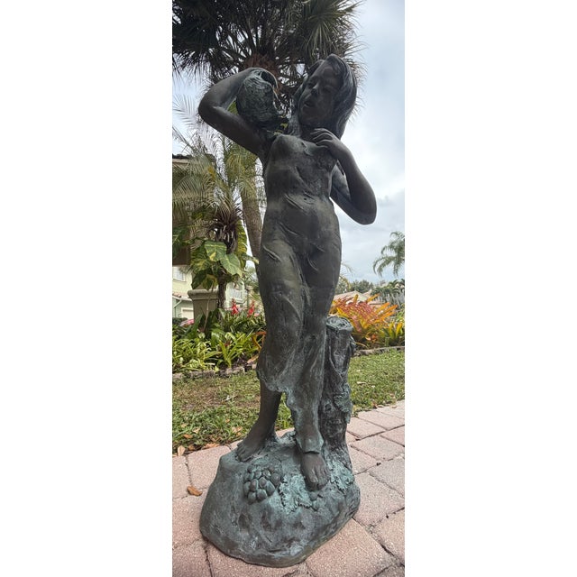 Baroque 1930s Bronze Nude Female Fountain For Sale - Image 3 of 17