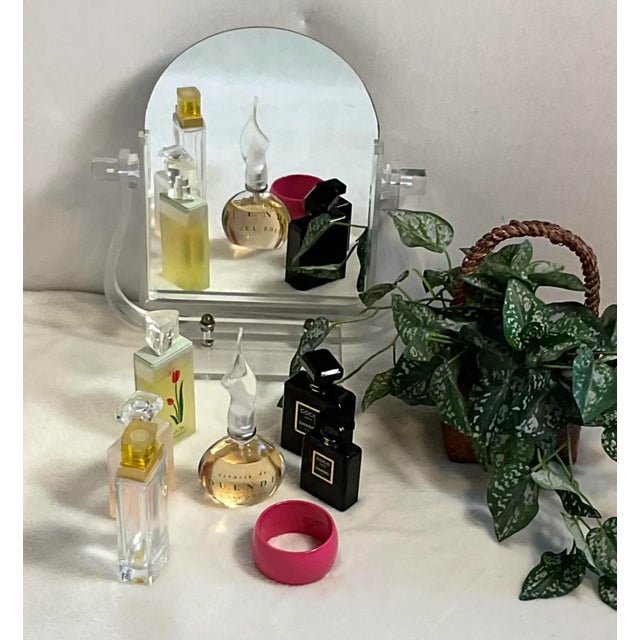 Vintage Art Deco Lucite Vanity Table Top Mirror Charles Hollis Jones Style For Sale - Image 12 of 13