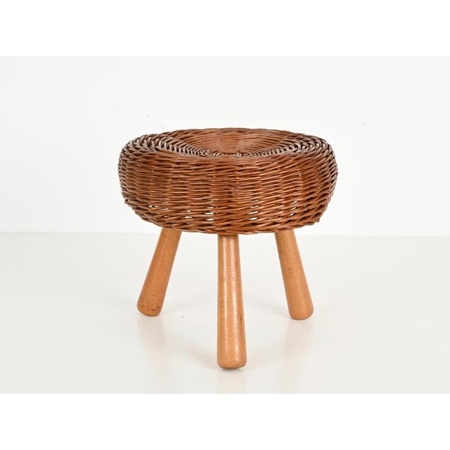 Mid-Century Stool or Side Table in Wicker & Wood by Tony Paul, United States, 1950s For Sale - Image 6 of 17