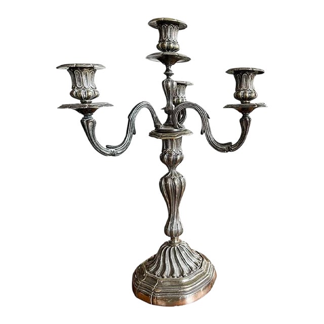 19th Century French Silver Plated Candlestick For Sale
